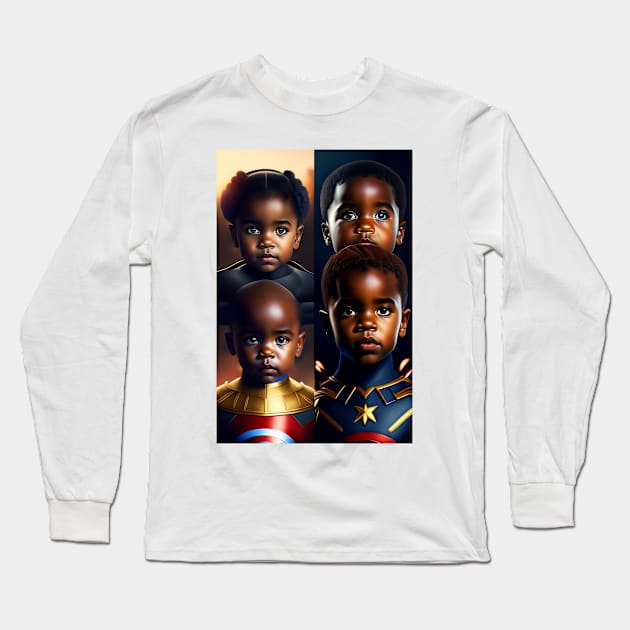 Black History Month with Black kids wearing super heroes Long Sleeve T-Shirt by Fun and Cool Tees